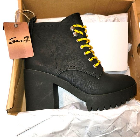 Seven7 Shoes - Seven7 Black Boots Flatiron Platform Lace-up Platform Womans Size 8 JJ3361